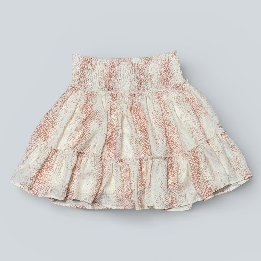 Altar’d State Blush Snakeskin Smocked Mini Skirt